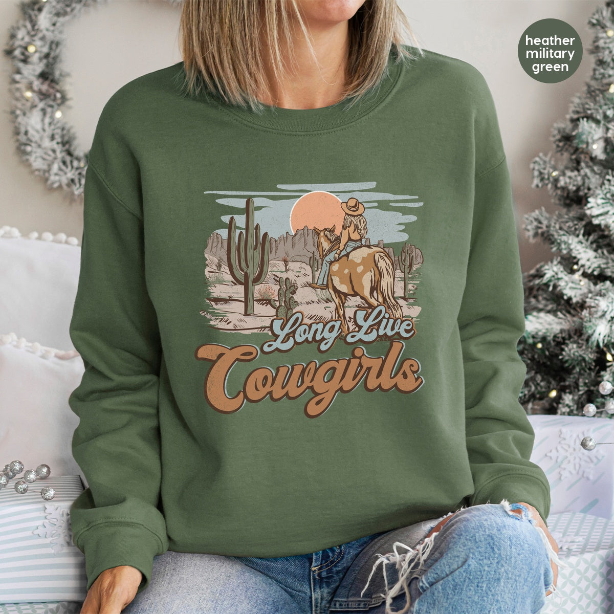 Iron-On Vintage Western Cowgirl Life DTF Transfer - Ready to Press Retro Desert Sand Beige Design for Women's Apparel