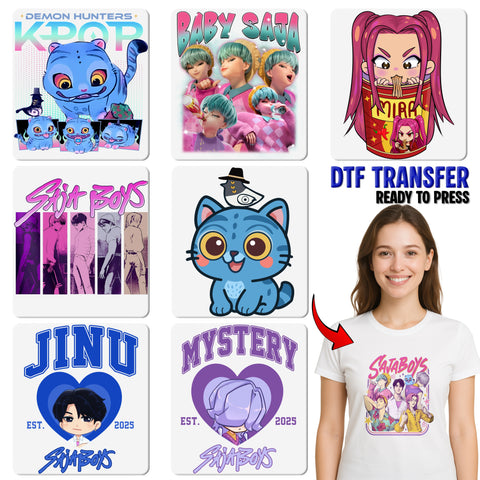 Retro Boy Band Nostalgia DTF Transfer | Ready to Press Anime Pop Culture T-Shirt Design | Cool Group Celebration Apparel