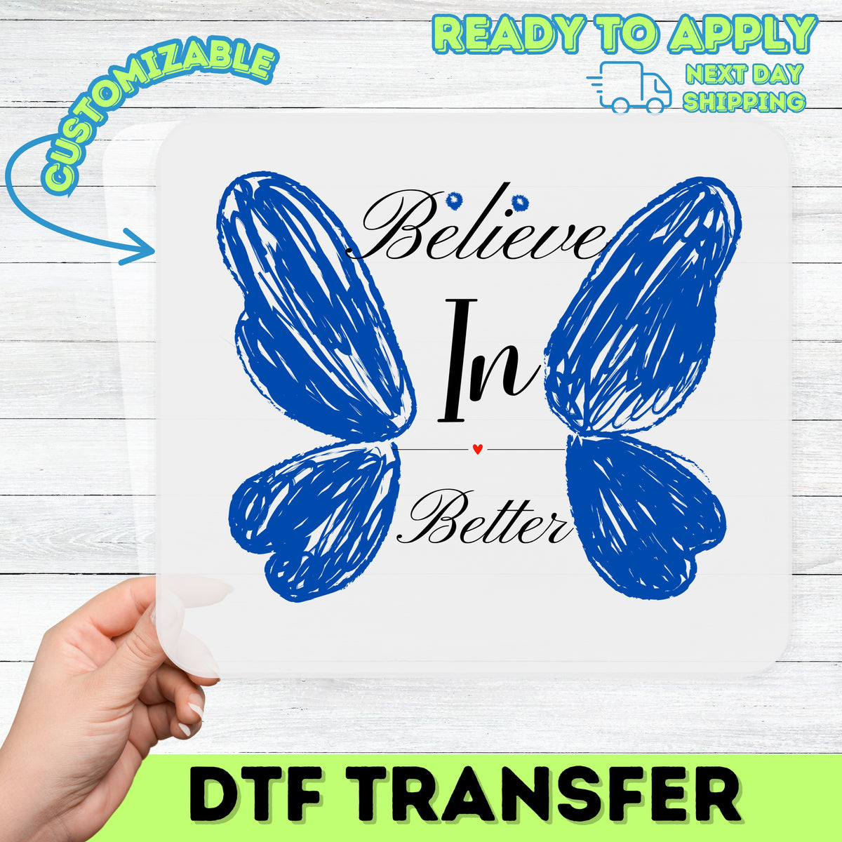 Romantic Butterfly Love DTF Transfer for Cute Valentine’s Day Apparel, Heart Shape Ready To Press Shirt for Couples