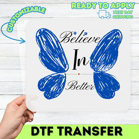 Romantic Butterfly Love DTF Transfer for Cute Valentine’s Day Apparel, Heart Shape Ready To Press Shirt for Couples