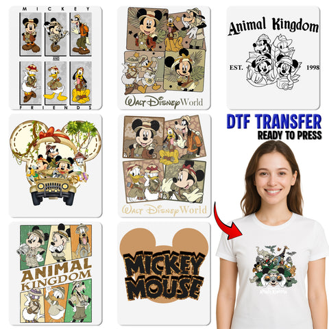 Safari Adventure Cartoon DTF Transfer Ready to Press for Family Trip T-shirt & Group Vacation Apparel