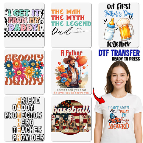 Father's Day funny dtf transfer ready to press iron-on, Dada Daddy Dad Bruh beer mugs retro dad design for men t-shirt & sweatshirt apparel