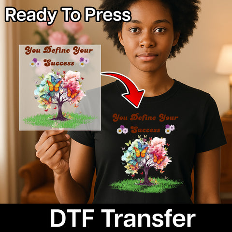 Inspirational Butterfly Tree DTF Transfer for T-Shirts - Ready to Press Motivational Nature Iron-On for Women & Teachers