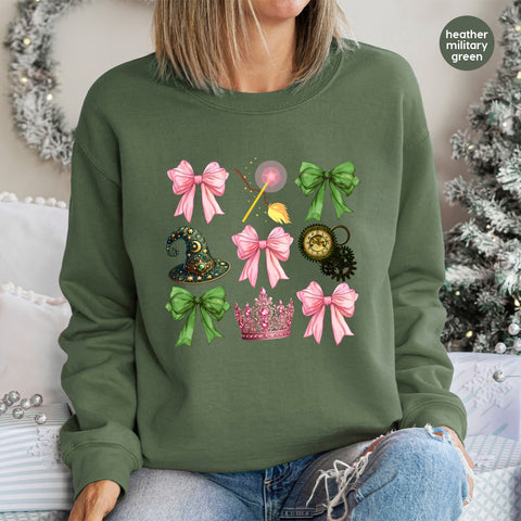 Fantasy Fairytale DTF Transfer with Pink Bow Witch Hat & Crown for Magical Group Events & Apparel
