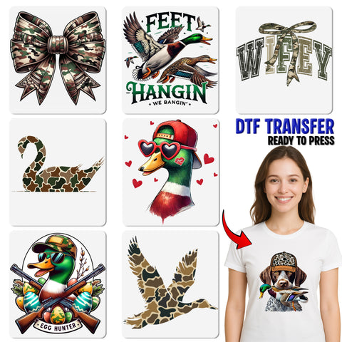 Iron-On Outdoor Adventure DTF Transfer - Cute Hunting & Fishing Design for Enthusiasts | Ready To Press Apparel Graphics