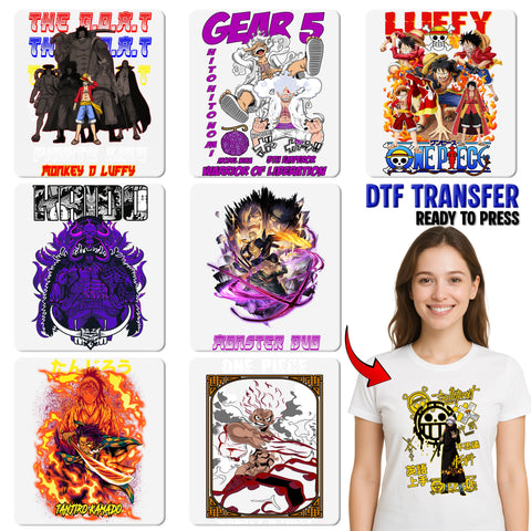Dynamic One Piece Adventure DTF Transfer Iron-On Anime Team T-Shirt for Cosplay & Festivals Seasonal Chic Apparel for Fans
