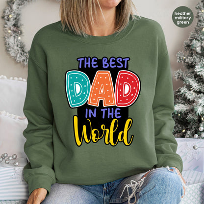 Cute Father's Day Best Dad in the World dtf transfer, ready to press iron-on for t-shirt & sweatshirt, gift from kids or wife, dad apparel