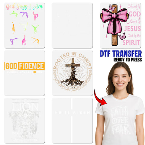 Christian Faith Cross DTF Transfer | Inspirational Iron-On for Church Retreats & Bible Groups | Ready to Press Religious Apparel