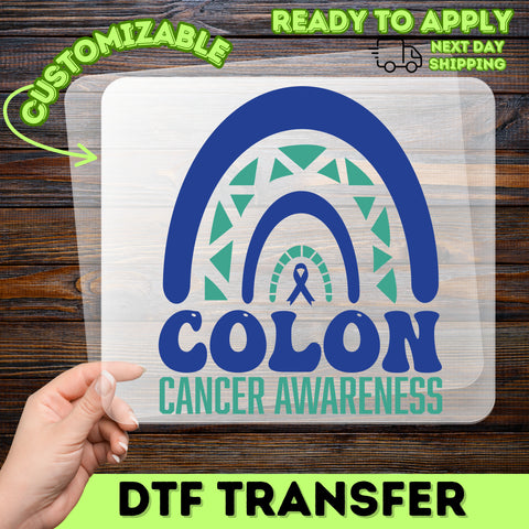 Colon Cancer Awareness Ribbon DTF Transfer for Supporters & Survivors Apparel