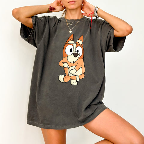 Cute Cartoon Dog Ready To Press DTF Transfer for Kids & Family Apparel, Playful Pet Art T-shirt, Fun Group Celebration Design