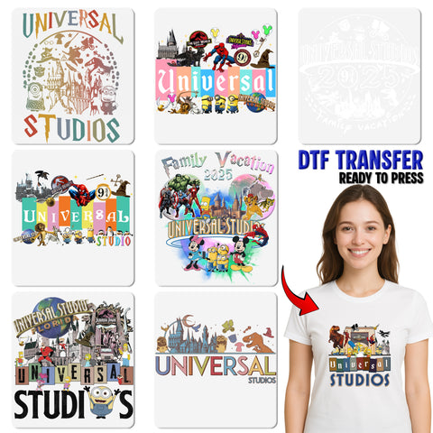Adventure Theme Park Family Vacation Universal Studios 2025 DTF Transfer T-Shirt Kids & Adults
