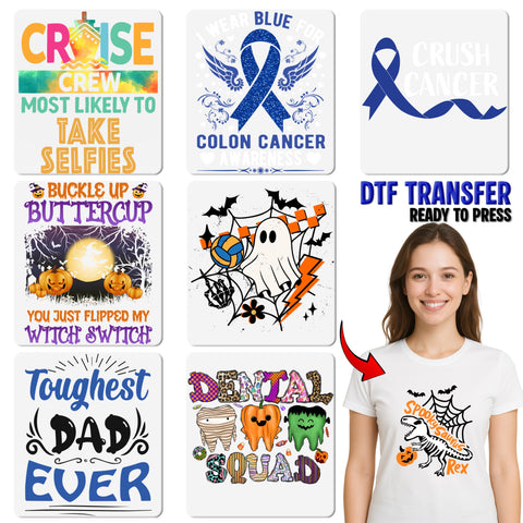 Cute Halloween Witch & Jack-o'-Lantern DTF Transfer for Party T-Shirts, Ready to Press Iron-On Apparel for Music Fans