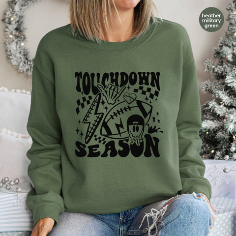 Football Celebration Touchdown Season DTF Transfer for Youth Apparel, Ready to Press Retro Football Shirt