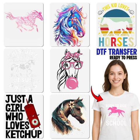 Quirky Horse with Glasses & Bubble DTF Transfer Iron-On Cute Animal Design for Party T-Shirt or Sweatshirt