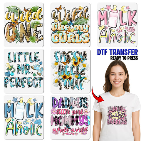 Cute & Fun Family Celebration DTF Transfer - Ready to Press Iron-On for Mom & Dad T-Shirts, Perfect for Birthdays & Mother's Day
