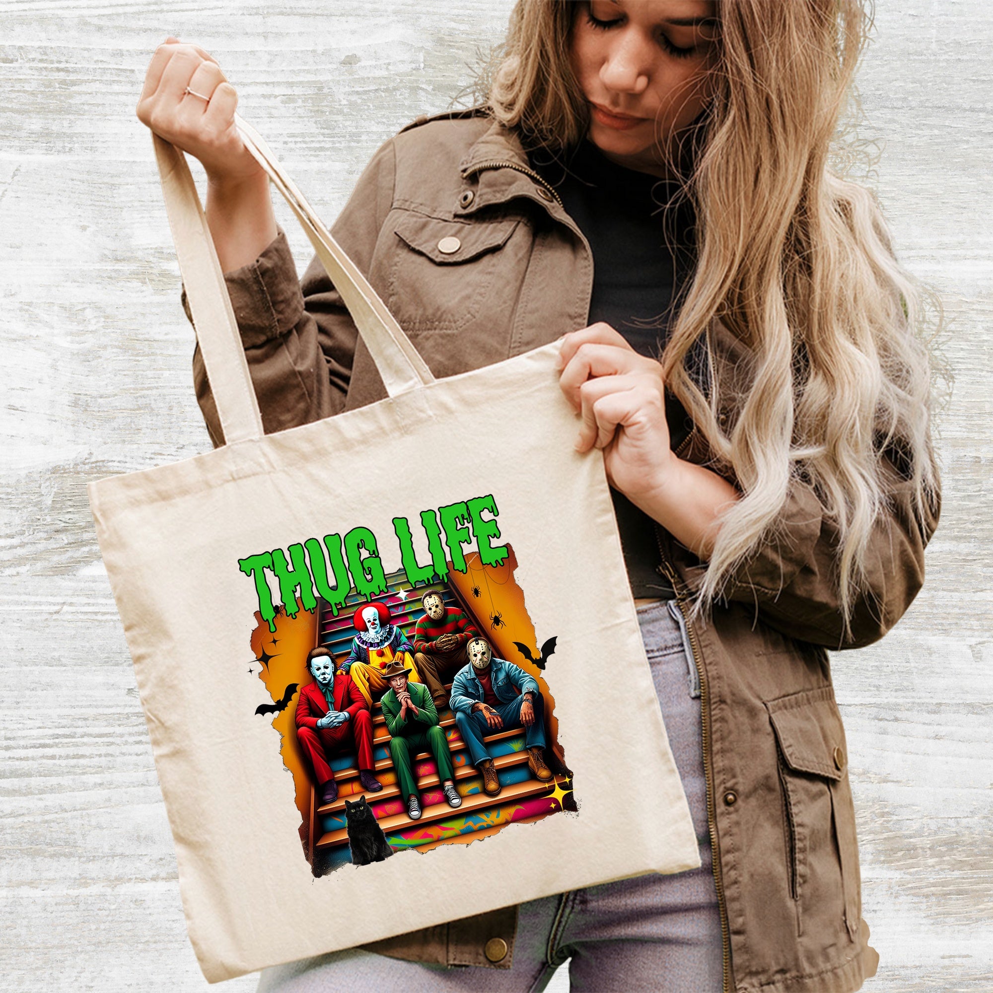 Funny Halloween Thug Life Horror Characters DTF Transfer Iron-On for T-Shirt & Sweatshirt Halloween Pop Culture Fans