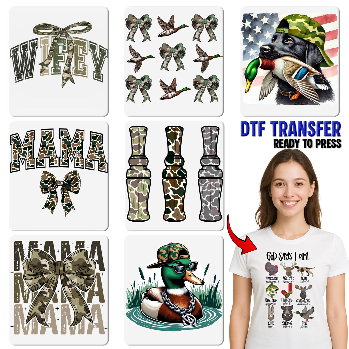 Realistic Hunting Dog with Duck DTF Transfer, Patriotic Labrador Iron-On for Outdoor Enthusiasts Apparel, Perfect for Hunting Shirts & Hoodies