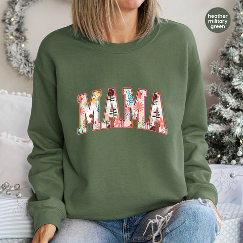 Cute Floral Mama Retro DTF Transfer for T-Shirt - Mother's Day Iron-On Ready To Press Fun Gift for Moms Apparel