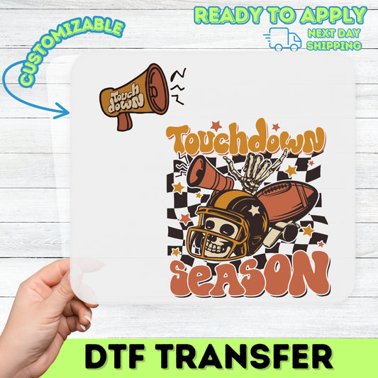 Touchdown Season Halloween Football Skeleton DTF Transfer for Fun Group T-Shirts & Hoodies