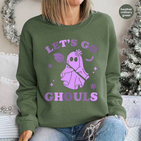 Halloween Cute Ghost DTF Transfer for T-shirts & Sweatshirts: Let's Go Ghouls Iron-On for Fun Group Celebrations