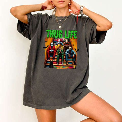 Funny Halloween Thug Life Horror Characters DTF Transfer Iron-On for T-Shirt & Sweatshirt Halloween Pop Culture Fans