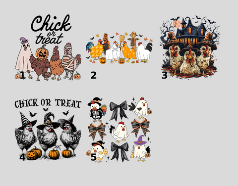 Cute Farm Animals Halloween DTF Transfer Ready To Press Chickens Costume T-Shirt for Family Apparel & Party