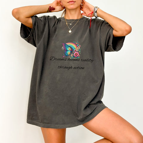 Nature Lover Boho Butterfly & Rainbow DTF Transfer for T-shirt - Cute & Uplifting Ready to Press Iron-On