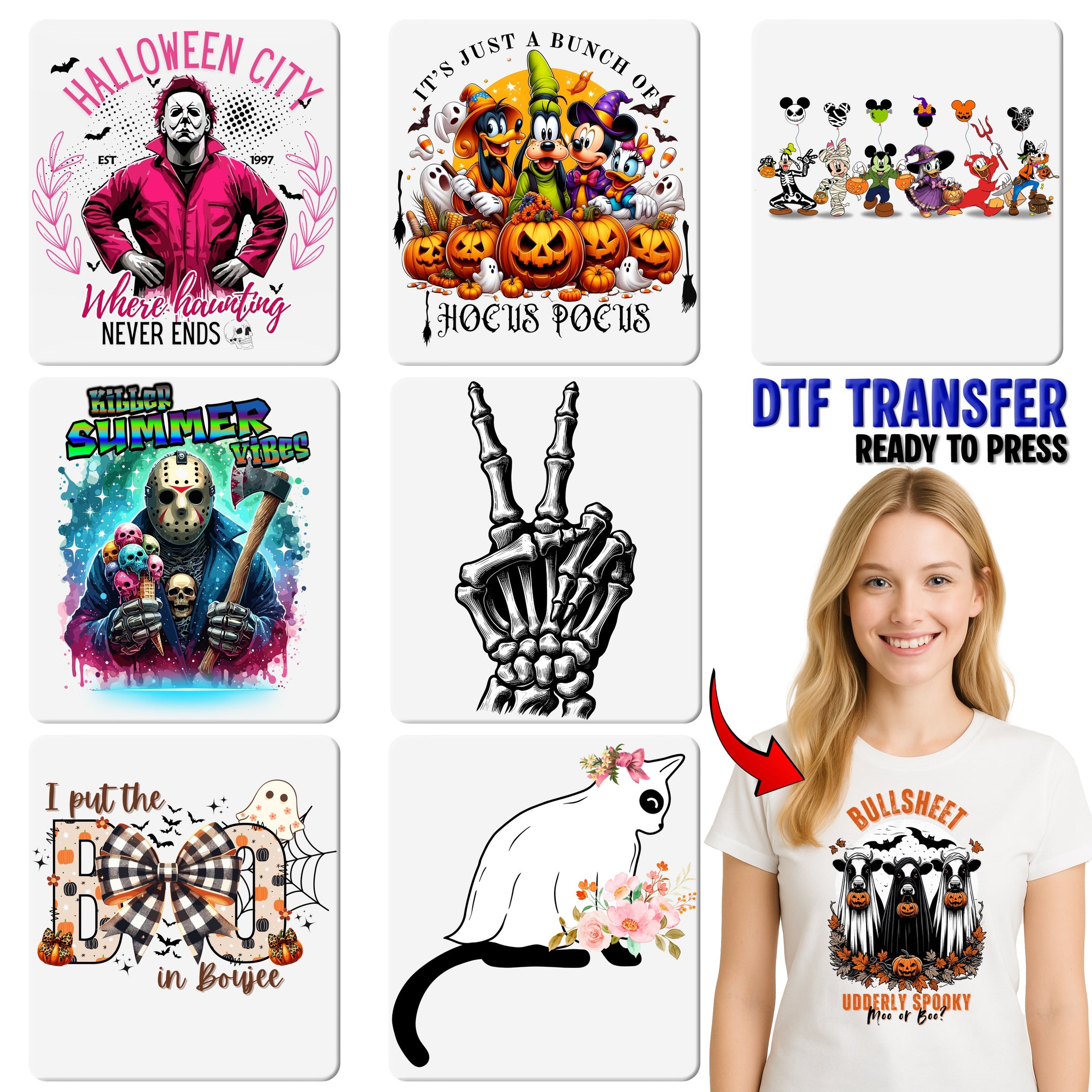 Spooky Skeleton Hand OK DTF Transfer Gothic Halloween Humor Edgy Apparel for Halloween Enthusiasts & Dark Humor Fans