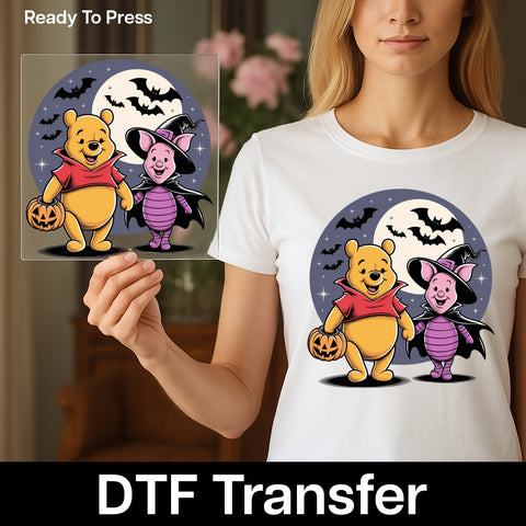 Cute Halloween DTF Transfer Iron-On for Family & Kids Costume Apparel - Fun Characters Ready To Press Design