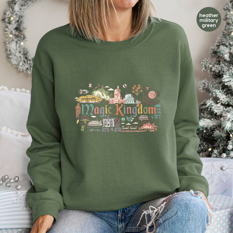 Fantasy Amusement Park Retro Castle Iron-On DTF Transfer for Family Vacation Nostalgia Apparel, Magic Kingdom T-shirt Design