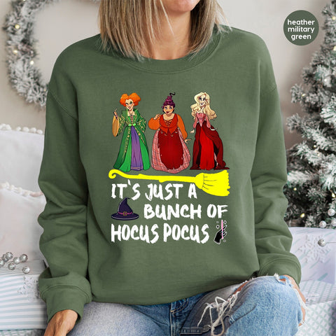 Funny Halloween Witch Trio DTF Transfer, Iron-On Ready to Press Fall Apparel, Hocus Pocus Shirt for Retro Halloween Fun