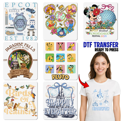 Cute Epcot Flower & Garden 2025 DTF Transfer for Disney Fans Family Reunion Apparel Ready To Press Iron-On Floral T-Shirt for Theme Park