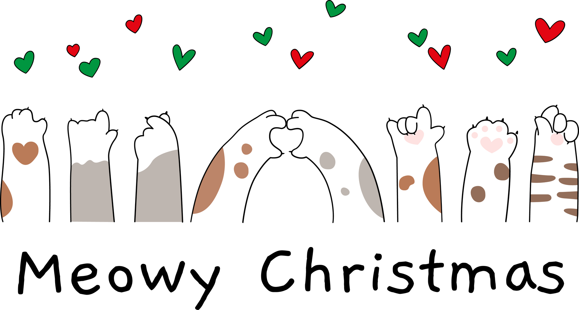 Kids Christmas Cat Paw Heart Shirts, Merry Christmas Sweatshirt for Cat Mom, Cat Paw Design Christmas Shirts for Cat Dad, Gifts for Cat Mom