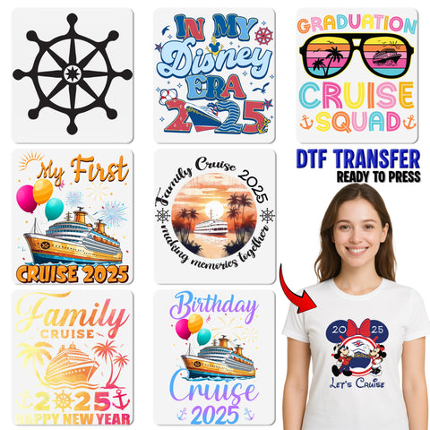 Tropical Birthday Cruise 2025 Ready To Press DTF Transfer for Celebration T-Shirts & Apparel