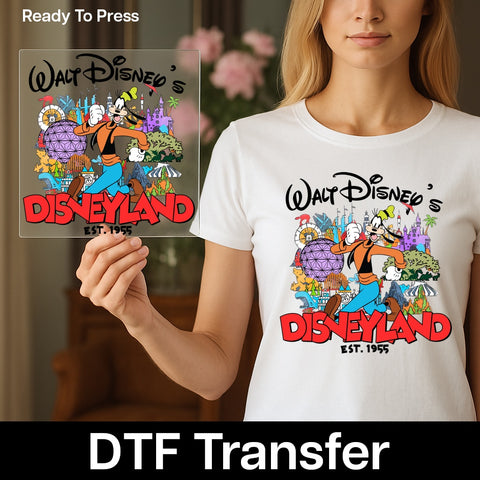 Retro Amusement Park Animation DTF Transfer for Family Vacation Tee Iron-On Ready to Press Fun Group Trip Souvenir Apparel