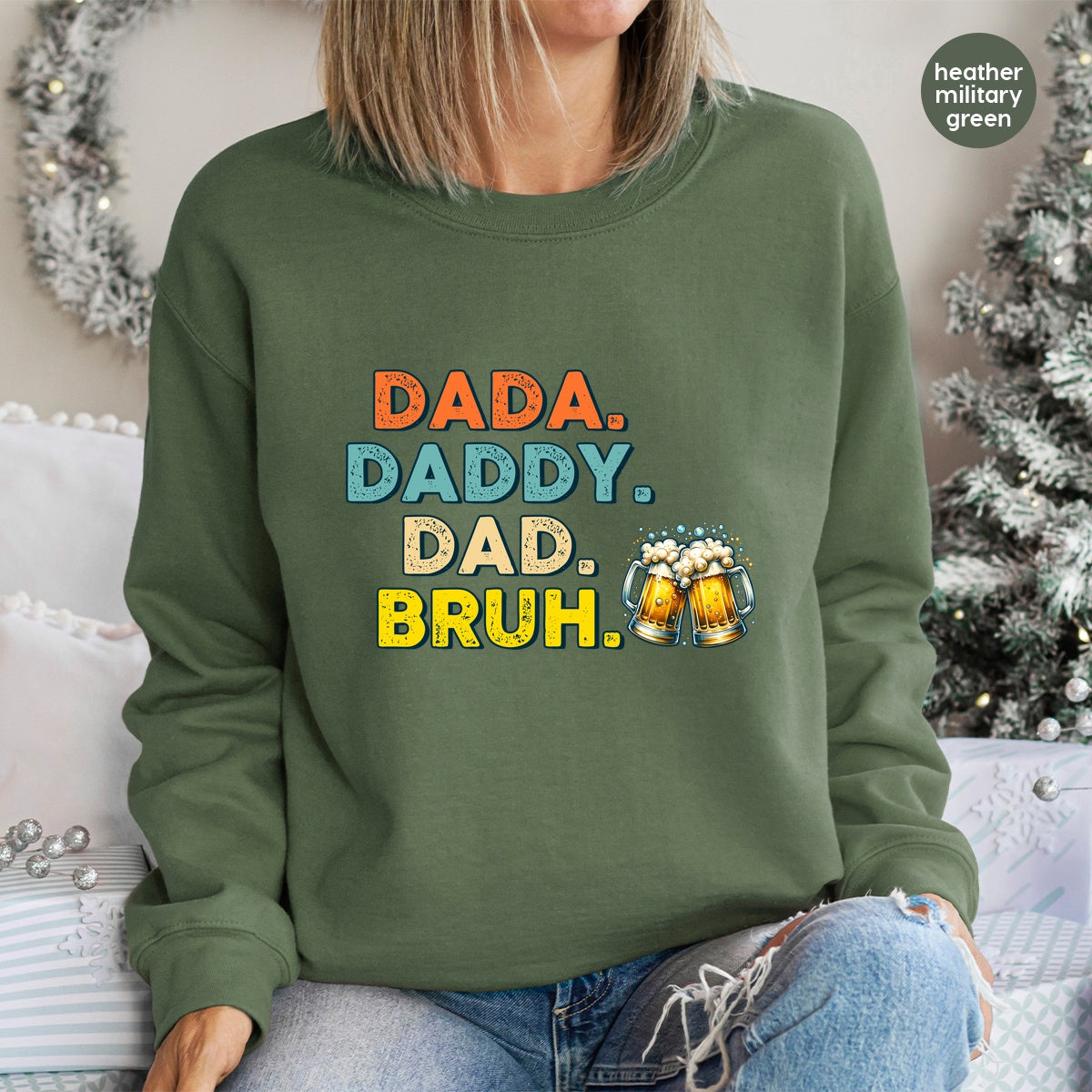 Father's Day funny dtf transfer ready to press iron-on, Dada Daddy Dad Bruh beer mugs retro dad design for men t-shirt & sweatshirt apparel