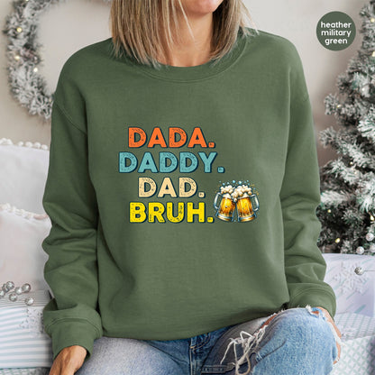 Father's Day funny dtf transfer ready to press iron-on, Dada Daddy Dad Bruh beer mugs retro dad design for men t-shirt & sweatshirt apparel