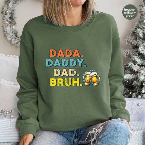 Father's Day funny dtf transfer ready to press iron-on, Dada Daddy Dad Bruh beer mugs retro dad design for men t-shirt & sweatshirt apparel
