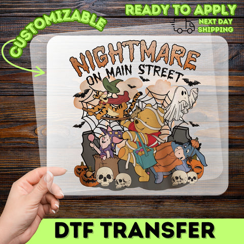 Funny Halloween DTF Transfer Iron-On Retro Cartoon Characters in Costumes Ready to Press T-Shirt for Family Group Party