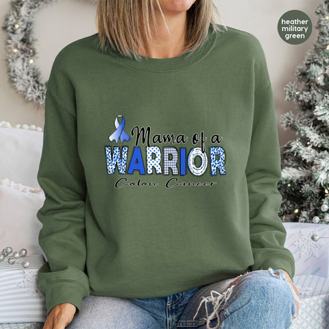 Colon Cancer Warrior DTF Transfer for Proud Mom T-Shirt | Supportive Blue Ribbon Iron-On Apparel