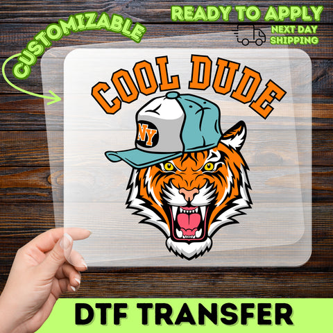 Cool Dude Tiger Iron-On Urban Animal DTF Transfer for Trendy Teens T-shirt & Sweatshirt Ready To Press