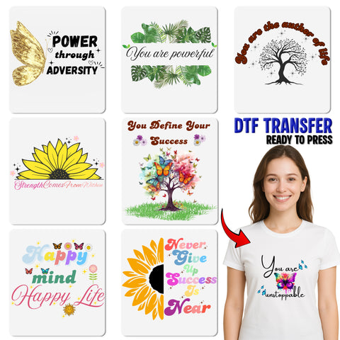 Inspirational Butterfly Tree DTF Transfer for T-Shirts - Ready to Press Motivational Nature Iron-On for Women & Teachers