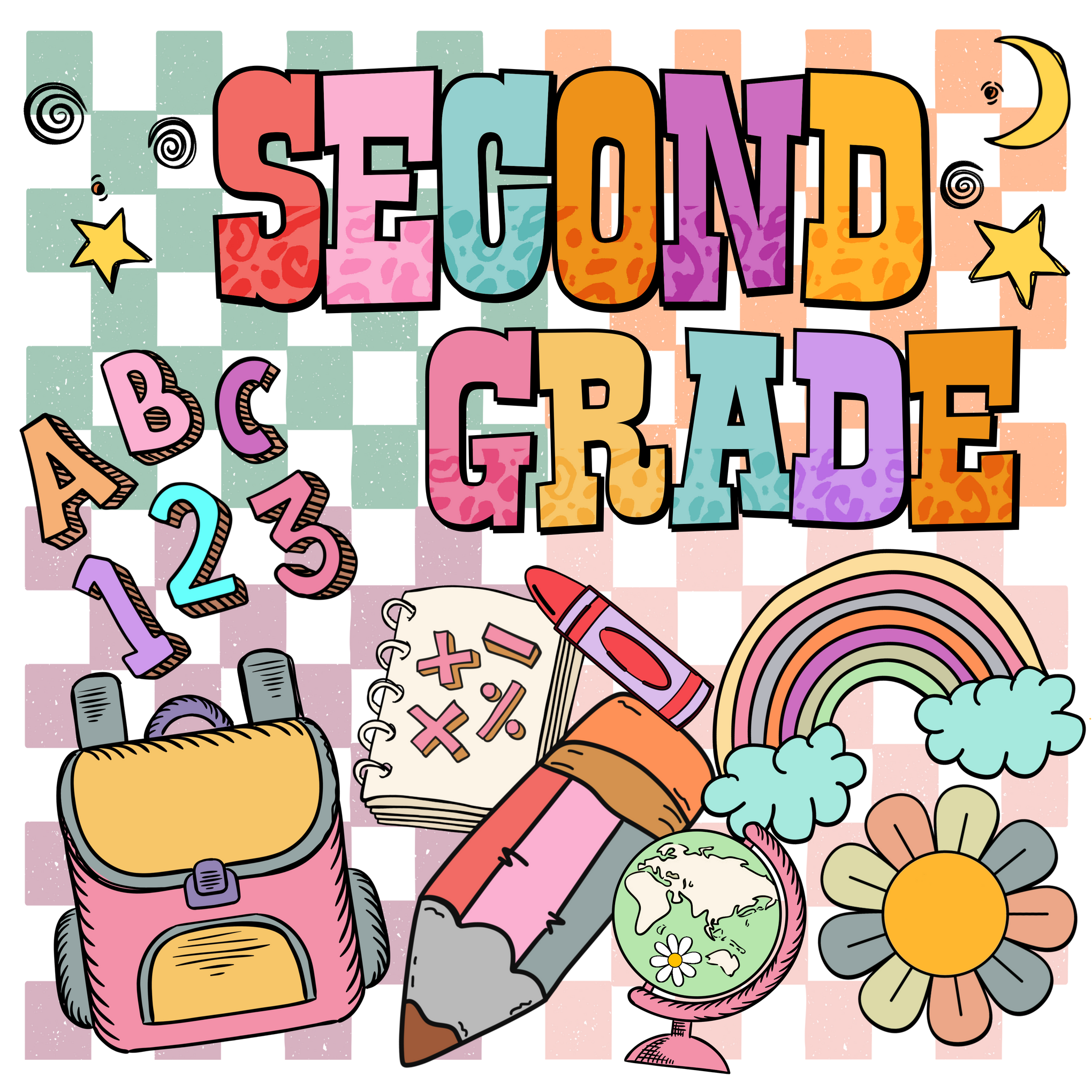 Back To School Second Grade Toddler Shirt, Second Grade Vibes First Day Of School Youth Tee, Checkers Theme Second Grade Toddler Floral Tee