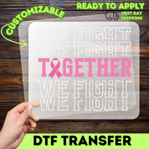 Iron-On Breast Cancer Awareness DTF Transfer for T-shirts & Sweatshirts - Support & Unity with Pink Ribbon, Ready to Press for Groups