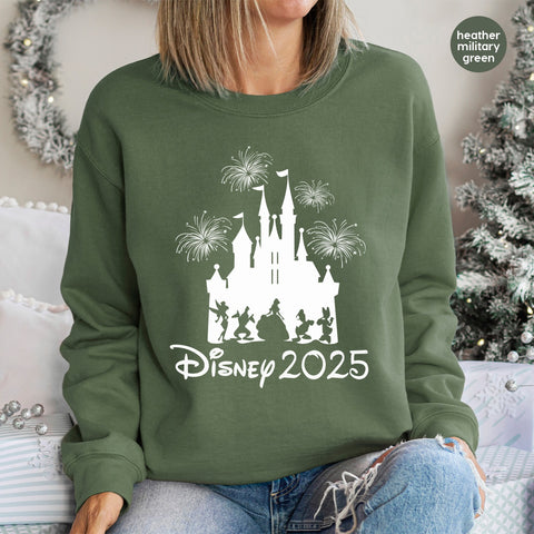 Magical Disney 2025 DTF Transfer for Family Vacation Shirts & Apparel, Cute Castle Silhouette Ready To Press Iron-On
