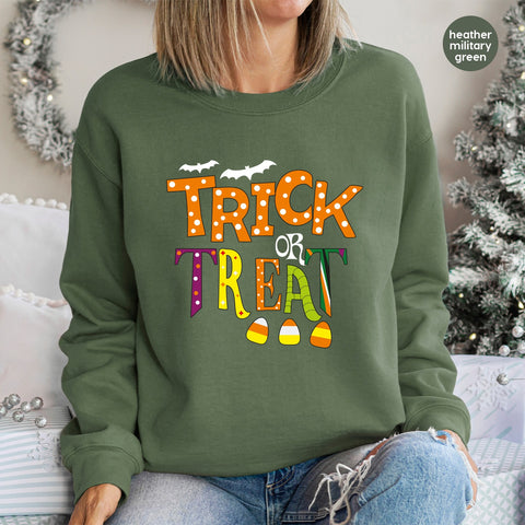 Fun & Cute Trick or Treat Halloween DTF Transfer for Kids & Family Apparel - Retro Polka Dot Shirt Design