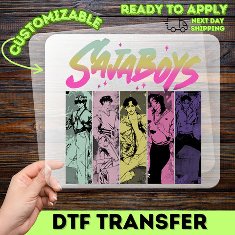 Retro 80s Boy Band Nostalgia DTF Transfer Ready to Press for T-Shirt | Fun Anime Band Design Perfect for Group Celebrations & Parties
