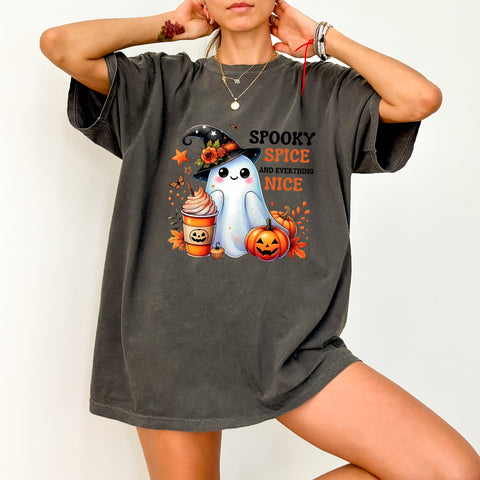 Cute Halloween Ghost Iron-On DTF Transfer for Pumpkin Spice Lovers Apparel & Fall Festival Fun