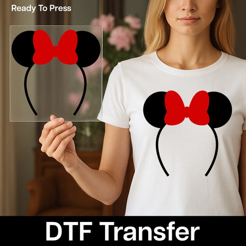 Cute Red Bow Disney-Inspired Family Vacation Iron-On DTF Transfer For Matching T-Shirts & Party Group Trips