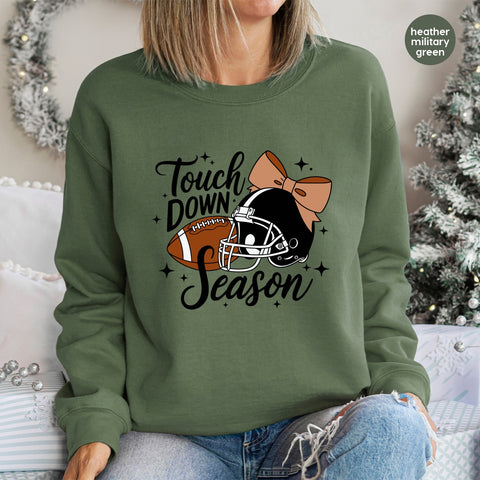 Cute Football DTF Transfer Touchdown Season for Women's T-Shirts, Game Day Ready to Press Iron-On Sports Apparel